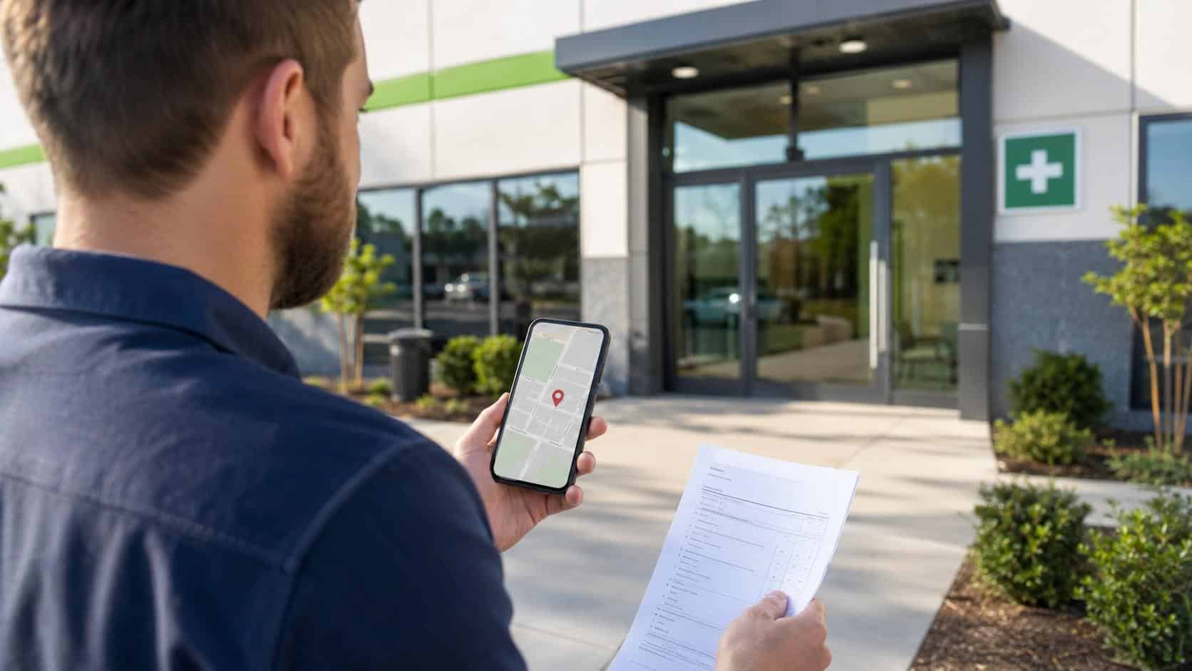 Employee using a map to find a drug testing center for a non-DOT workplace screening